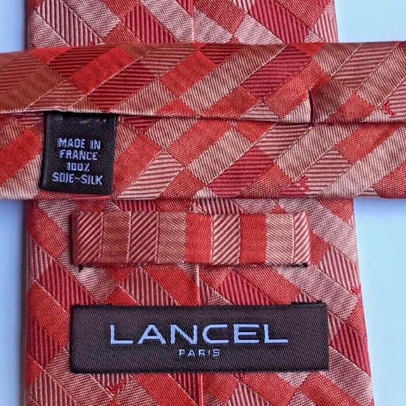 Lancel Paris red and pink all silk Tie. Made in France 🇫🇷 - Picture 1 of 5